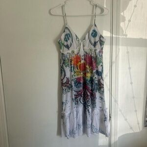 American Vintage White Multicolor Midi Dress